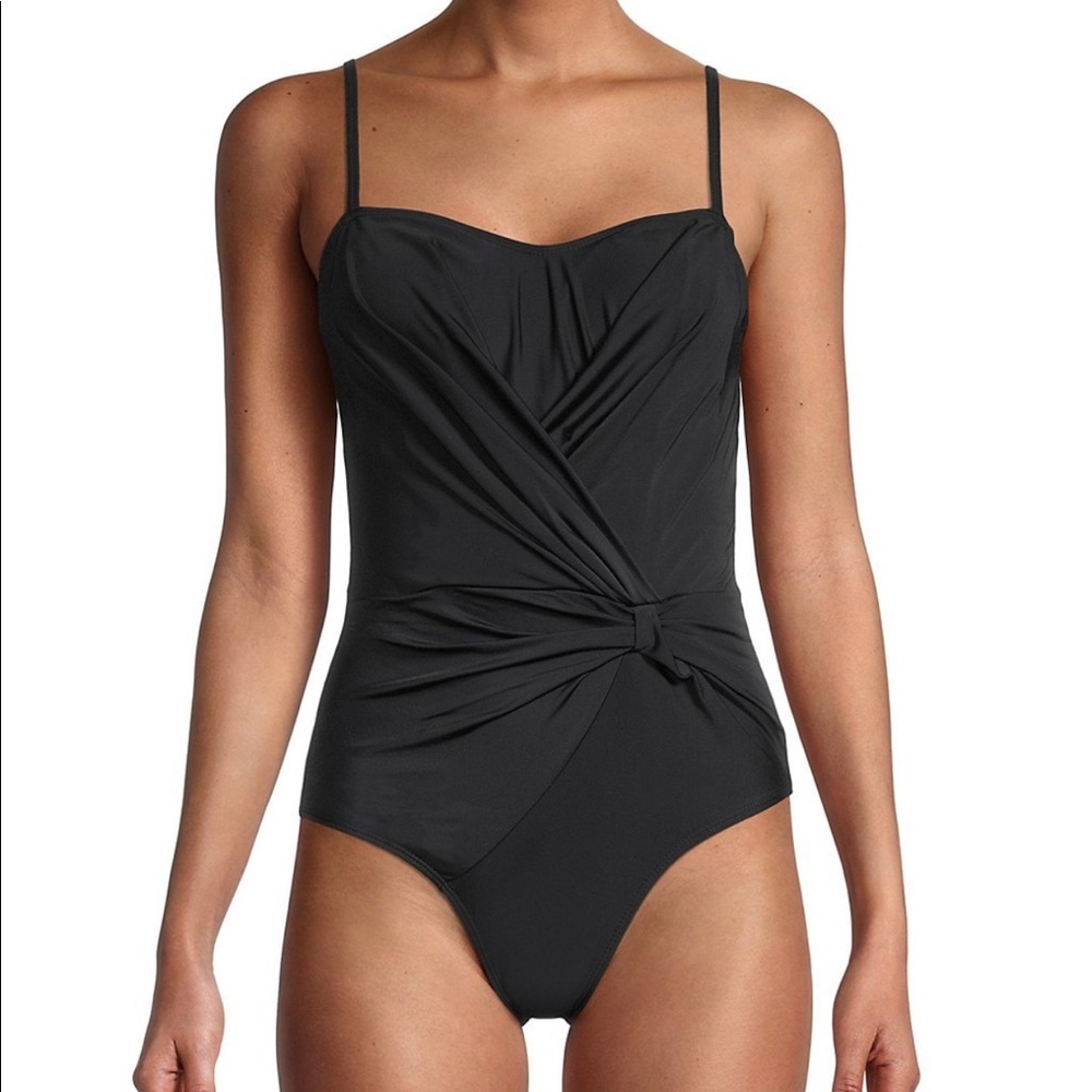 NWT Catherine Malandrino Draped One-Piece Swimsuit. Size M